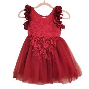 NWT Red Valentine's Day Flower Girl Pageant Wedding Christmas Party Dress 4-5